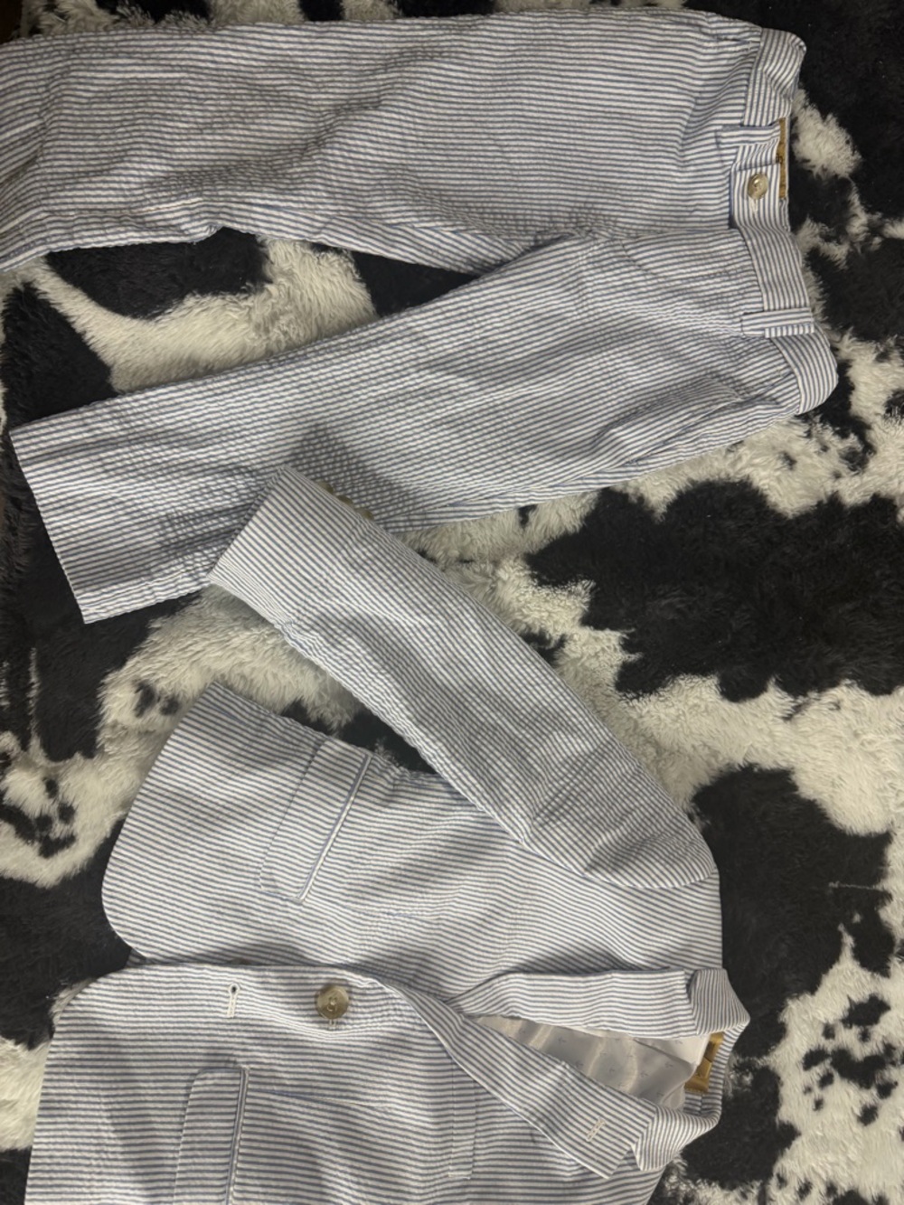 Class Club Blue and White Striped Seersucker Jacket